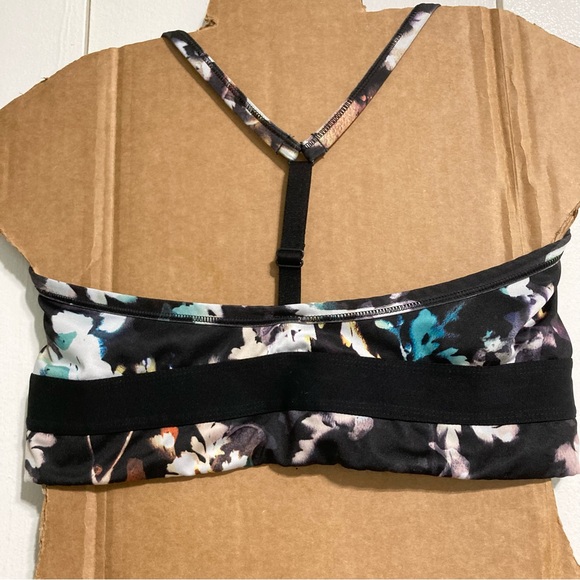 NIKE Indy Floral Dri Fit Black White Green Tan Sports Athletic Exercise Bra LRG - Picture 6 of 13